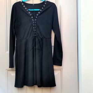 Black Lace Up Dress Medium Large